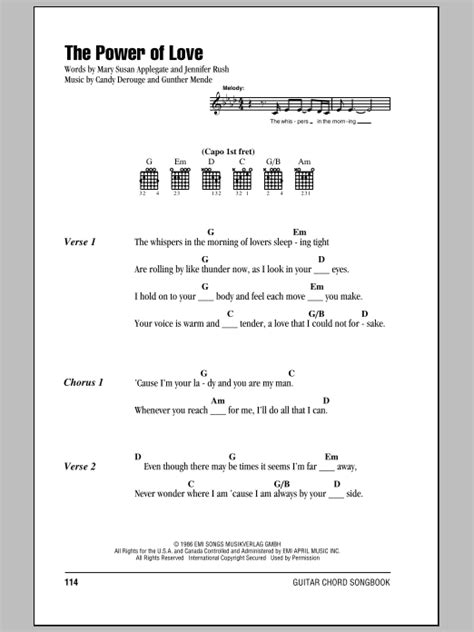 the power of love chords easy